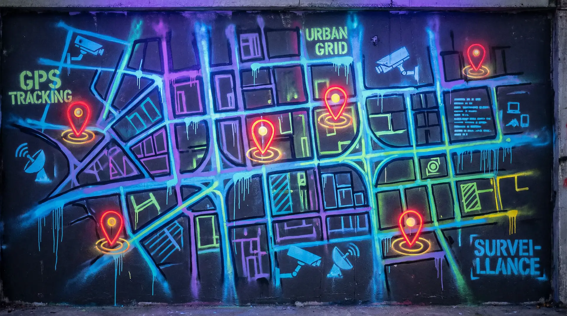 小可奶水 狗仔追踪地图 - 城市涂鸦风格